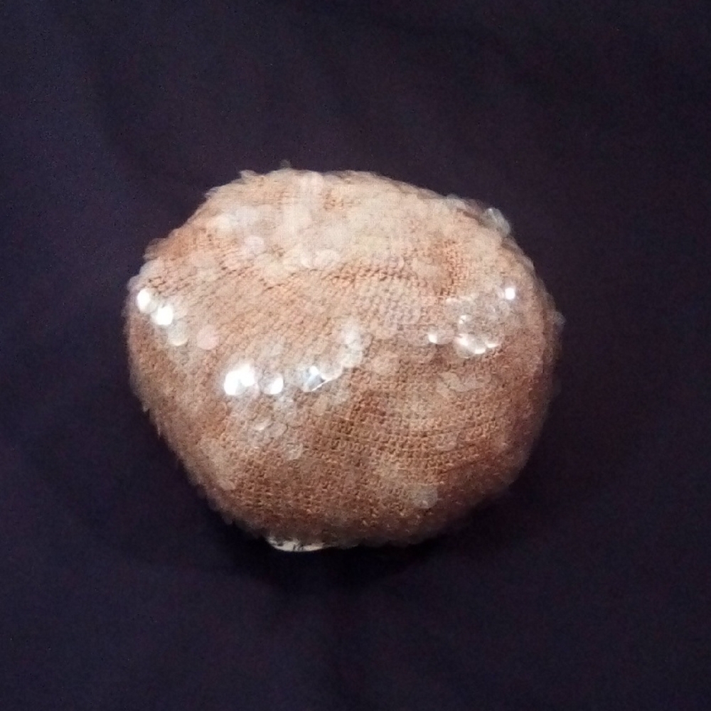 Made In Italy. Sequin Embellished Tan Pouf